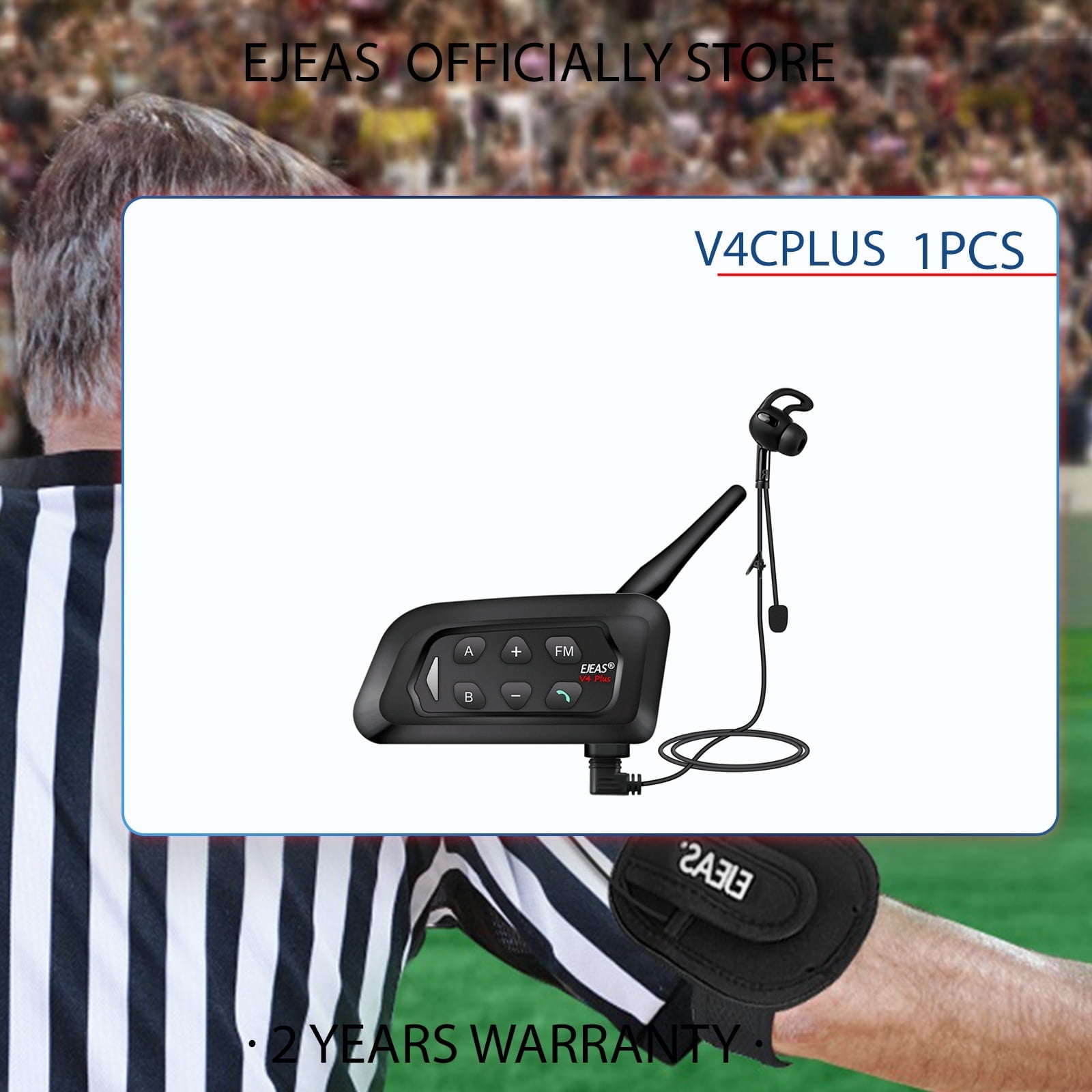 EJEAS V4C Plus Referee Intercom - 4-Way Bluetooth Communication System For Sports