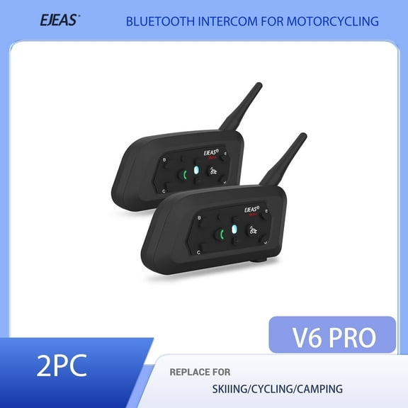 EJEAS V6 Pro Motorcycle Bluetooth Headset 2 Riders Motorbike Intercom Helmet Motorcycle Accessories 2PC