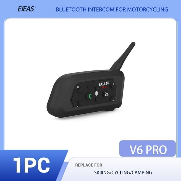 EJEAS V6 Pro+Black Motorcycle Intercom Bluetooth Headset 2Riders 1200M Talk Fuel Duplex Helmet Headset Skiing Climbing Earphone