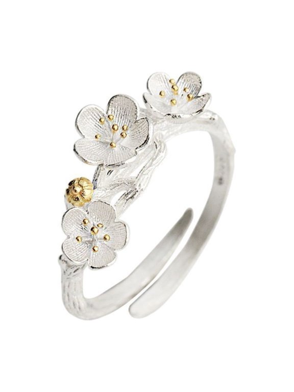 Plum Blossom Adjustable Ring, Stackable, Suitable for Everyday, Date Night, Valentine, Christmas, Birthday Gifts for Women, Claim Daily Gifts for Yourself