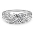 thumbnail image 1 of EJG Twisted Band Cubic Zirconia Ring Silver Tone Pave CZ Statement Ring Women Fashion Jewelry Gift, 1 of 7