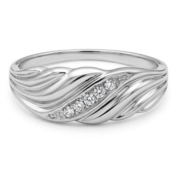 EJG Twisted Band Cubic Zirconia Ring Silver Tone Pave CZ Statement Ring Women Fashion Jewelry Gift
