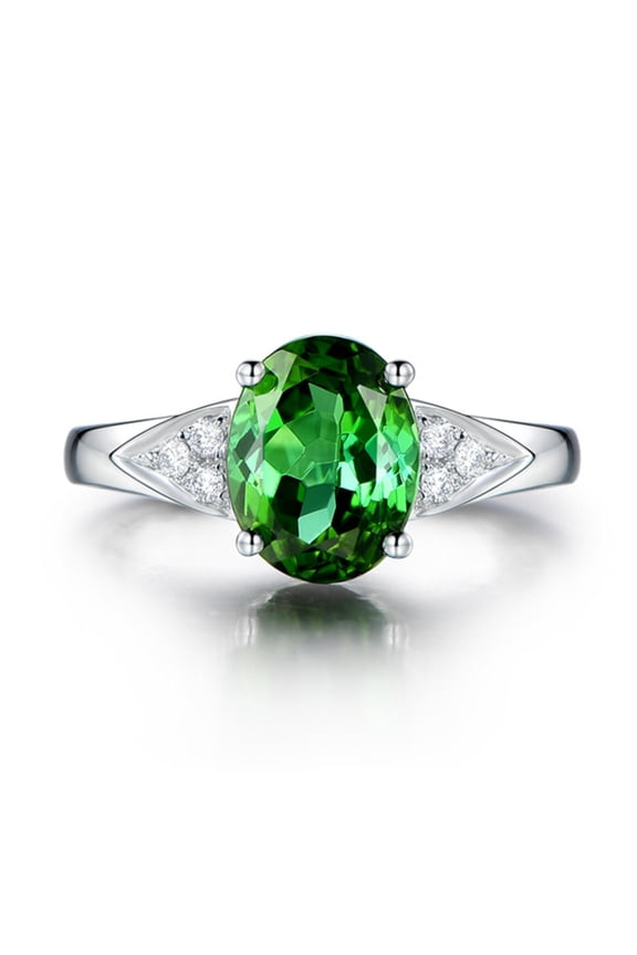 Women's Bohemian Zircon Ring, Green Oval Hypoallergenic Jewelry, Size 6-10, Ideal Gift for Everyday Wear, Dates, Valentine's Day or Birthdays, Fashion Accessory