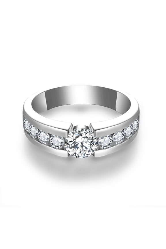 Zircon Ring for Women Hypoallergenic Nickel Free Size 7-10 Cubic Zirconia - Sparkling Everyday Stackable Band, Perfect Valentine's Anniversary Gift, Comfortable Wedding Jewelry