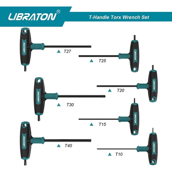 EJHKAP-T Handle Wrench Set, T-Handle Torx Key Set, Two-tip Design, T10-T40, Suitable for Torx Screws, Auto Bike Repair Tool, 7-Pieces with Storage Box