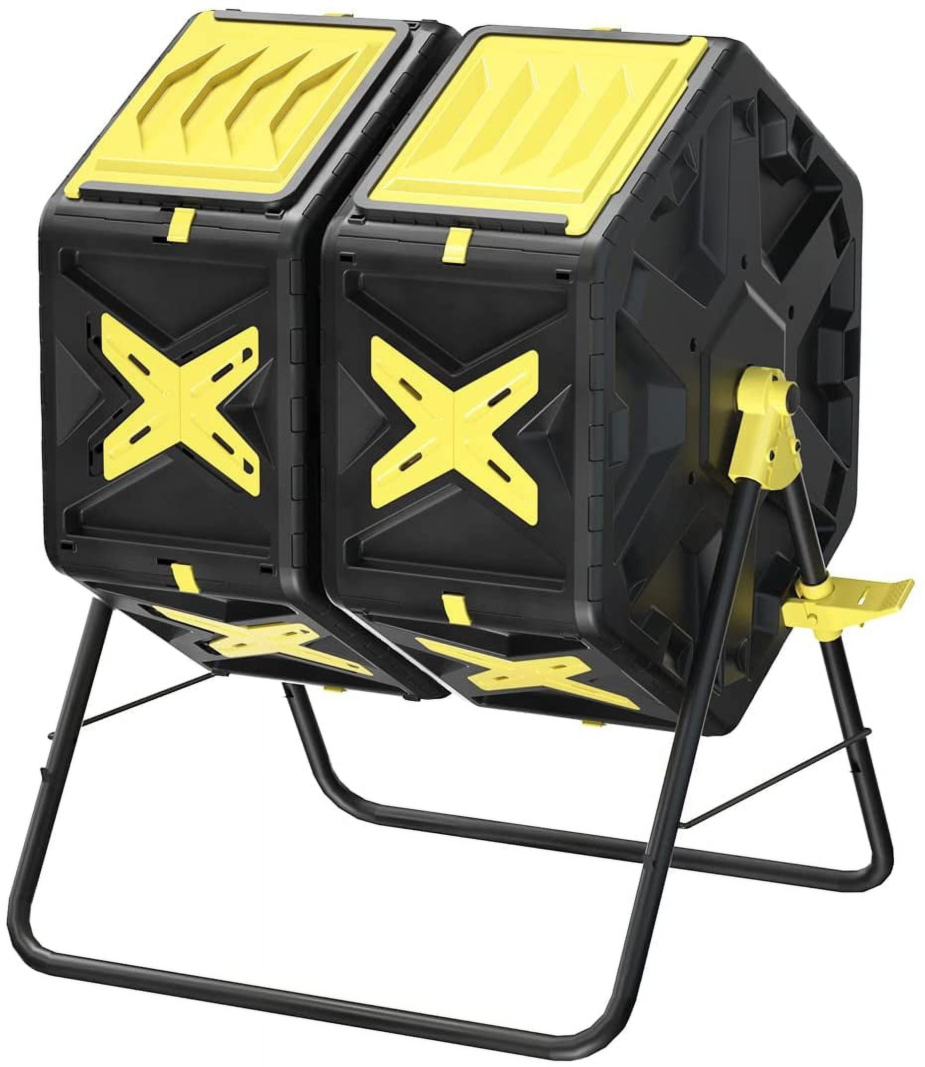 EJWOX Dual Chamber Compost Tumbler Outdoor Composting Bin, 2 X 18.5 Gal