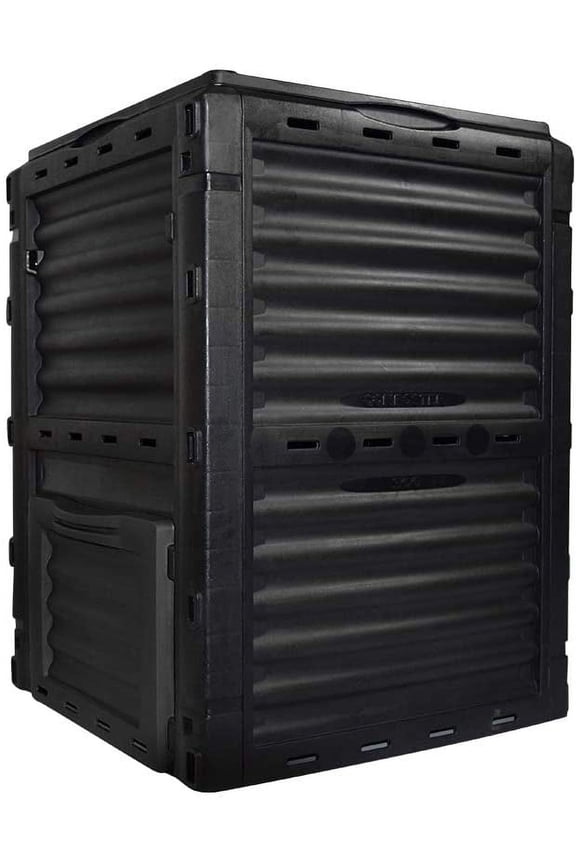 Garden Compost bin from Recycled Plastic, 80 Gallon(300 L), Easy Assembling, Large Capacity, Fast Creation of Fertile Soil, Black Door
