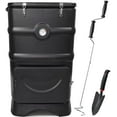 thumbnail image 1 of EJWOX Insulated Compost Bin with Ventilation System - Quickly Composting All Year Round,A Reservoir at The Bottom Design to Collect The Leachate (30 Gal,Black), 1 of 7