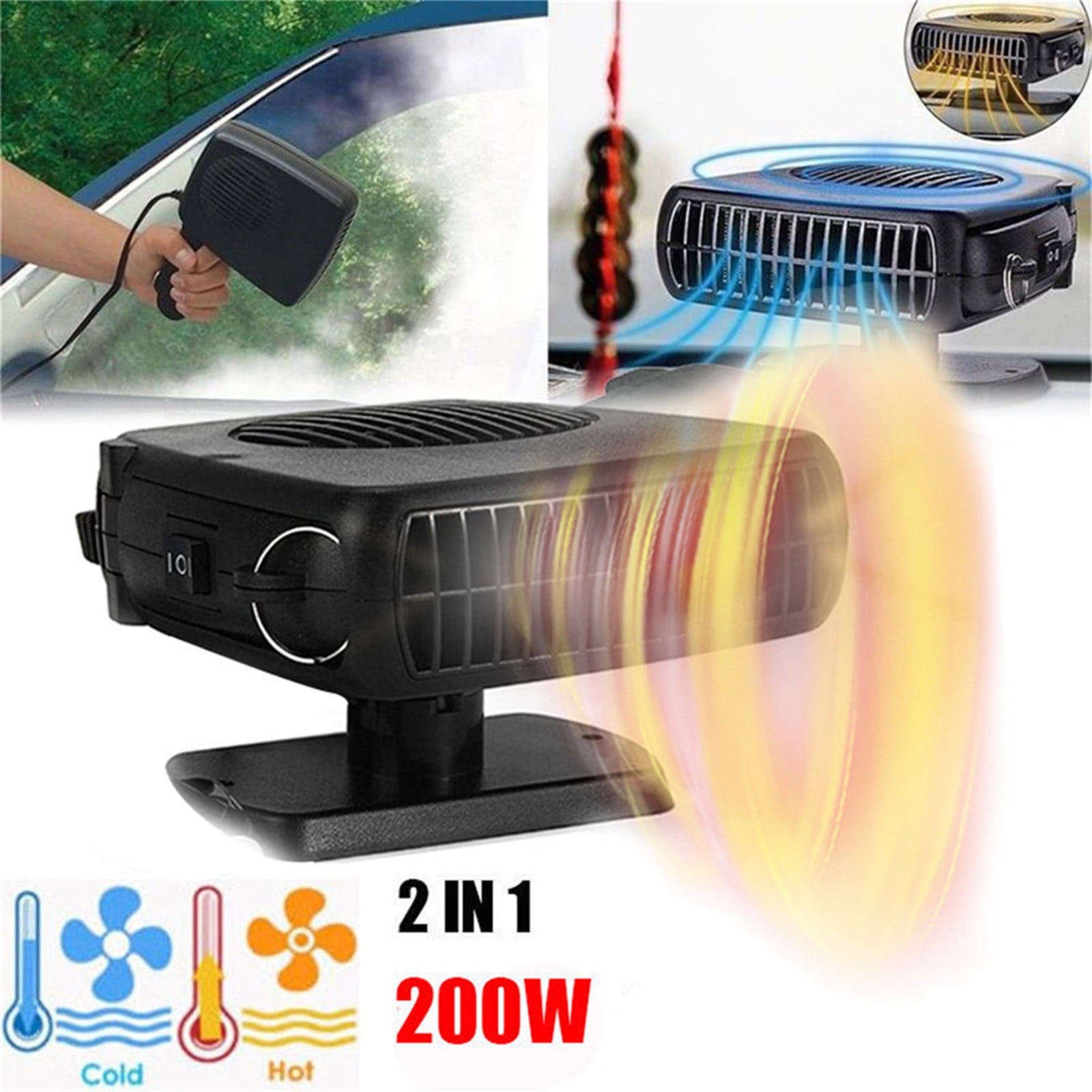 EJWQWQE 200W 12V Car Truck Auto Heater Hot Cool Fan Windscreen Window  Demister Defroster 