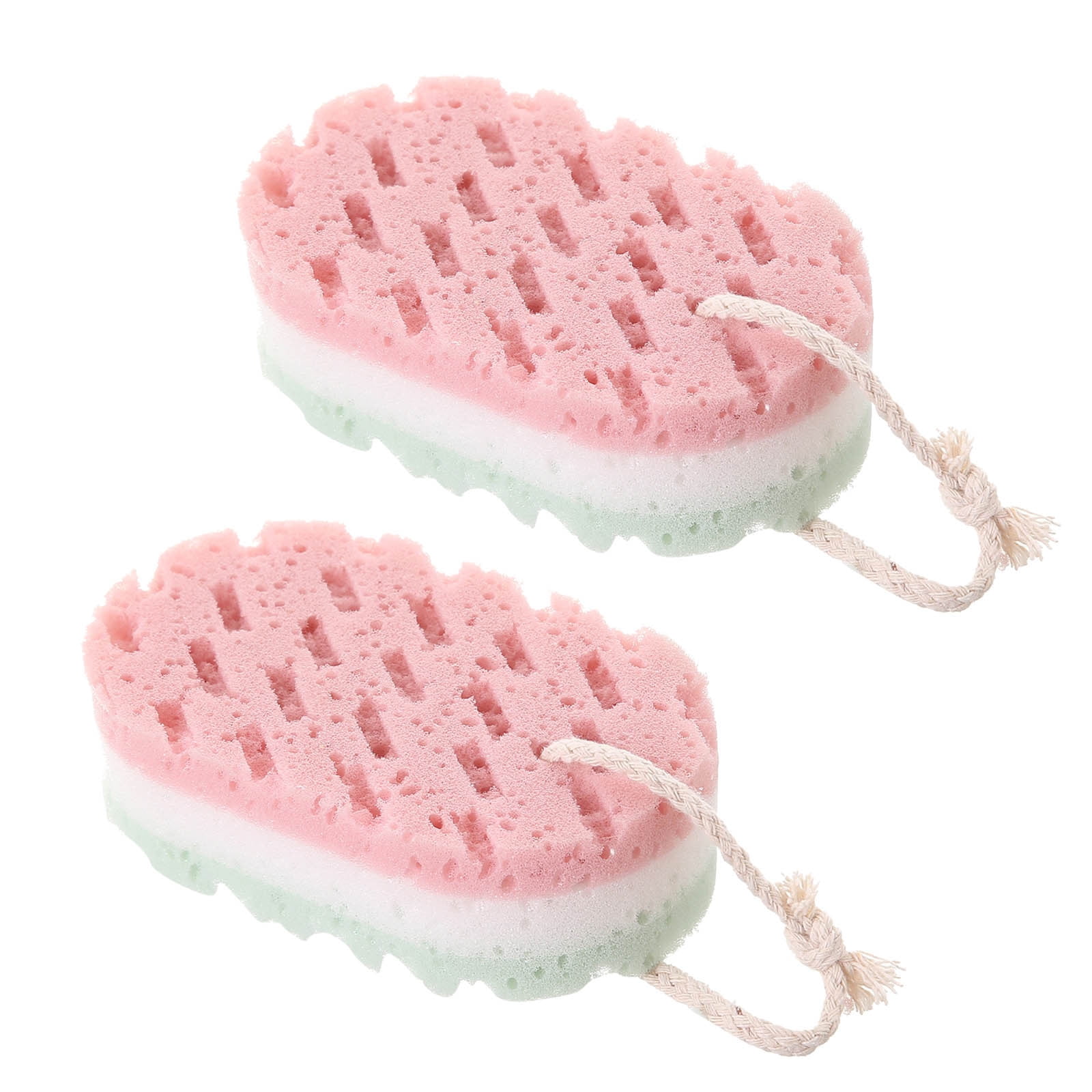  2 Pieces African Net Sponge Exfoliating Net African Body  Scrubber Bath Rag Washcloth Towel Shower Body Back Scrubber Skin Smoother  for Daily Use or Stocking Stuffer (Peach Pink, Creamy)