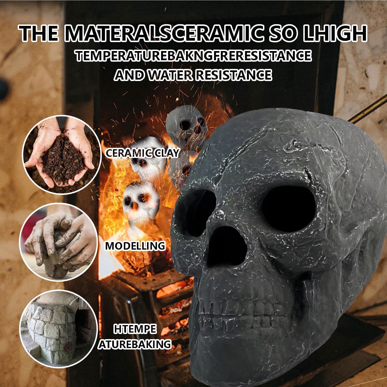 EJWQWQE Reusable Halloween Firepit Skull Fire Logs,Human Skull Ceramic, Fireproof Skull Fire Pile Up Halloween Decor For Party, BBQ, Bonfire,  Campfires, Fireplaces - Walmart.com