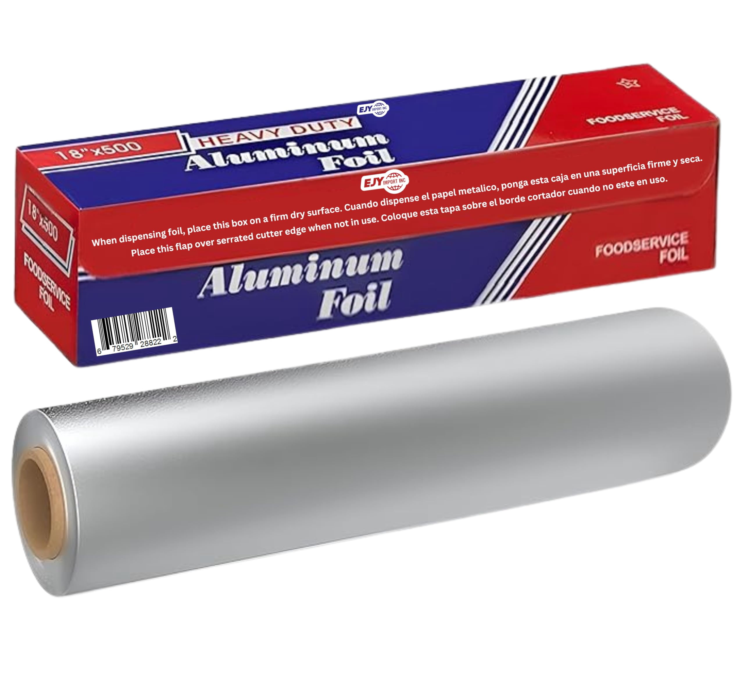 EJY IMPORT 18” x 500 Feet Heavy Duty Aluminum Foil Wrap | Commercial Grade for Food Service Industry | Aluminum Silver Foil for Cooking, Baking, Roasting, BBQ | 18"x 500 Feet Long (Pack of 1)