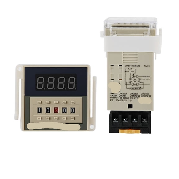 EJYWPSWD Dh48s-2z Digital LED Programmable Timer Relay Switch Two Group Delay 0.01s-99h99m with Socket Base Ac/Dc 12v 24v 36v 110v 220v