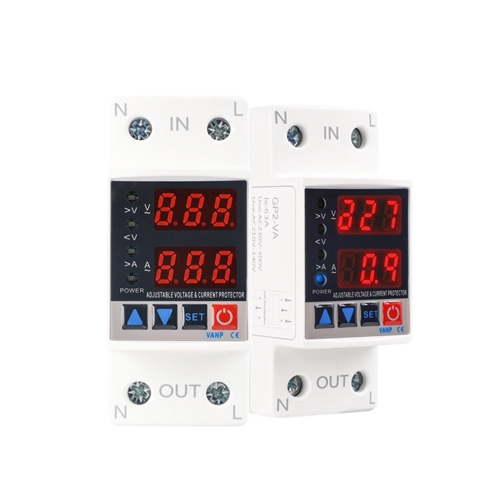 EJYWPSWD GP2-VA Din Rail Over Current Over Voltage Under Voltage Protection Device 40A 63A Protector 220VAC