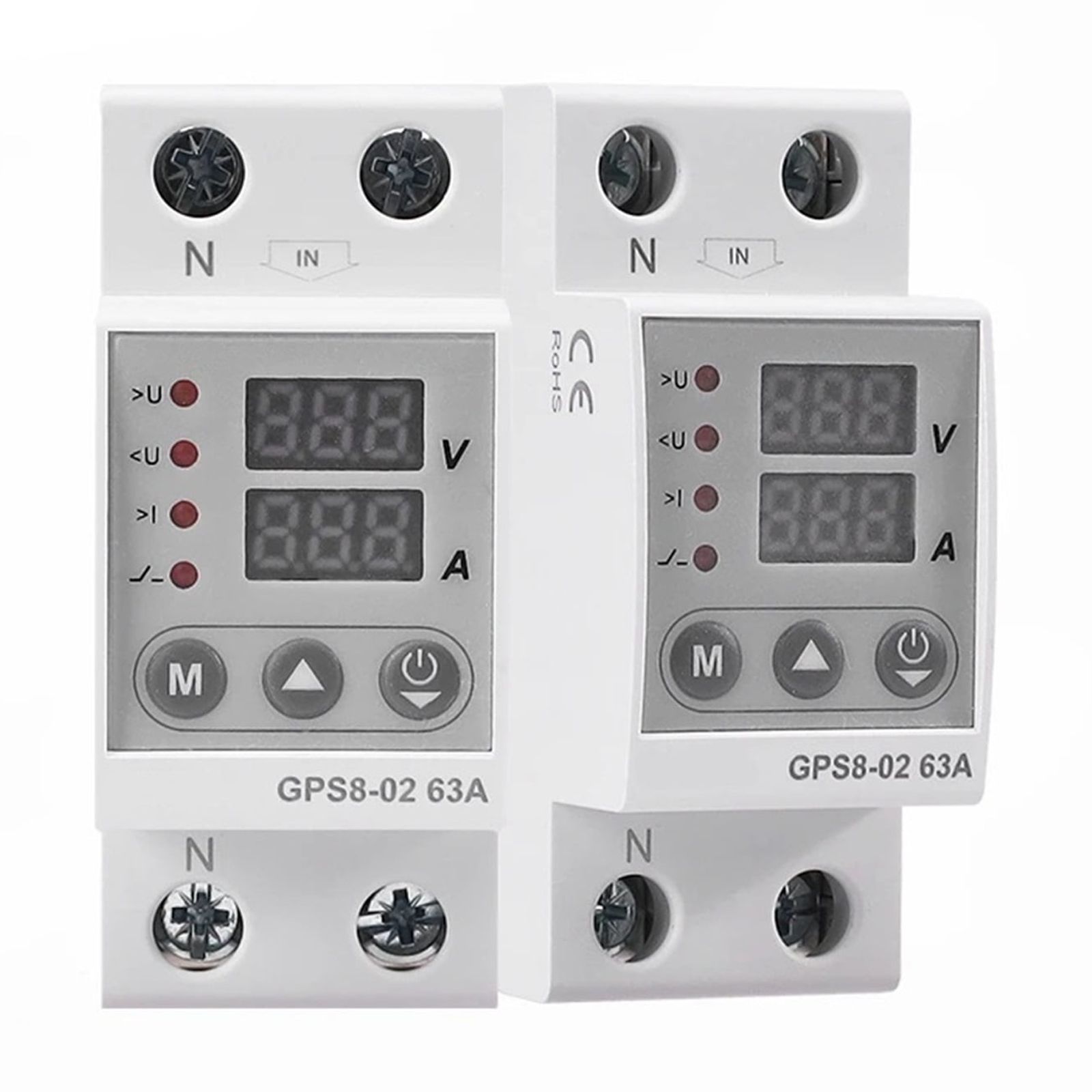 EJYWPSWD GPS8 Din Rail over Current Protector over Voltage under Voltage Protective Device 40A 63A 80A 220VAC
