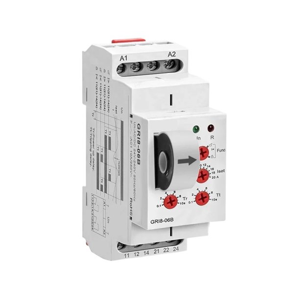 EJYWPSWD GRI8-06 DC Current Sensor Relay 18mm width 2CO 8A AC/DC Current Testing Relay 24V-240V Wide Range