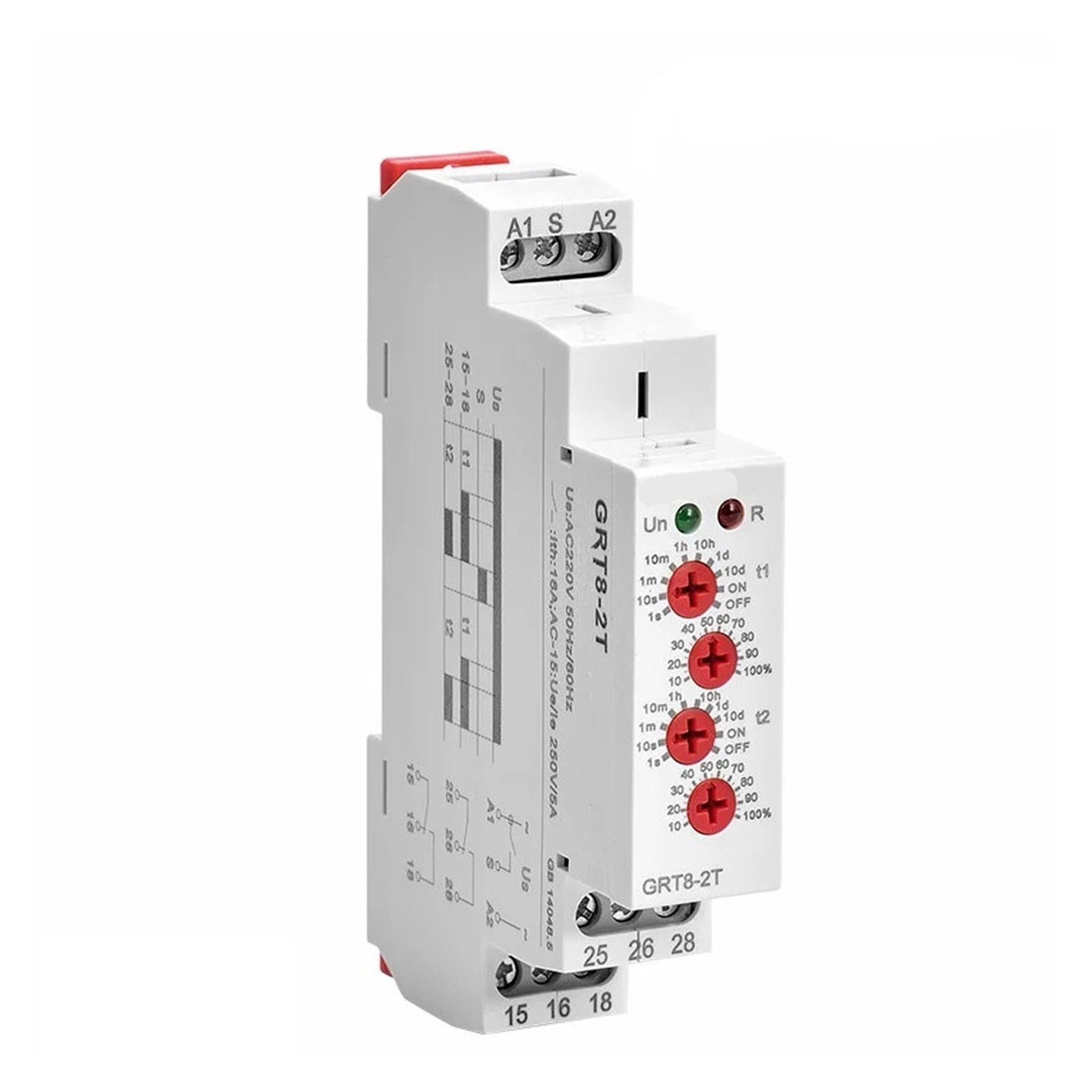 EJYWPSWD GRT8-2T Double Delay on Timer Relay AC230V OR AC/DC12V-240V DPDT Din Rail Type Time Delay Relay