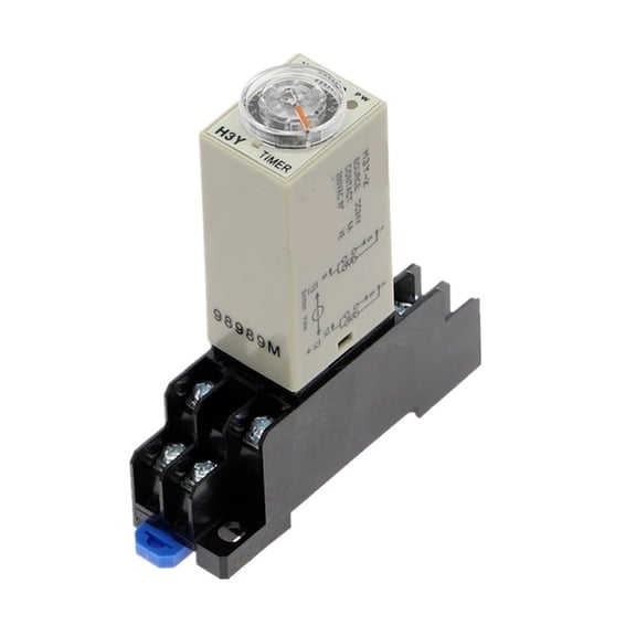 EJYWPSWD Power-On Delay Rotary Knob 1s/5s/10s/30s/60s/3metres/5m/10m/30m Timer Timing Time Relay Dc 12v H3y-2 with Base Socket Pyf08a