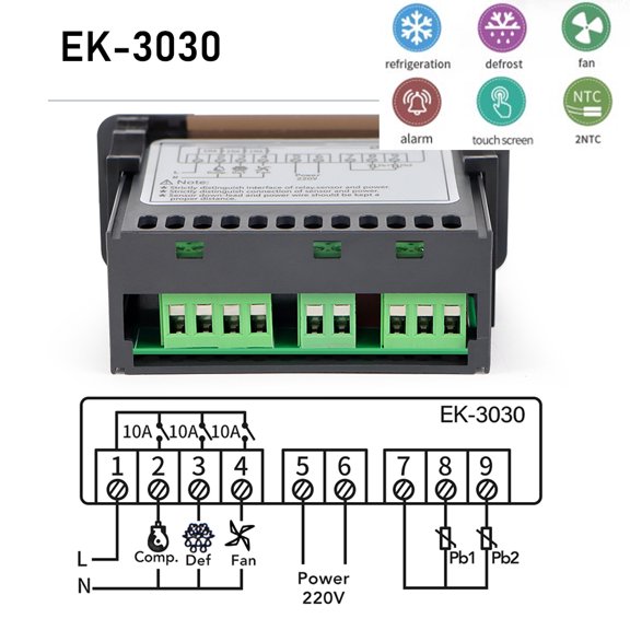 EK-3020 Digital Temperature Controller Hygrometer Thermostat Two Relay Output 220V For Incubator Heater Cooler With Probe