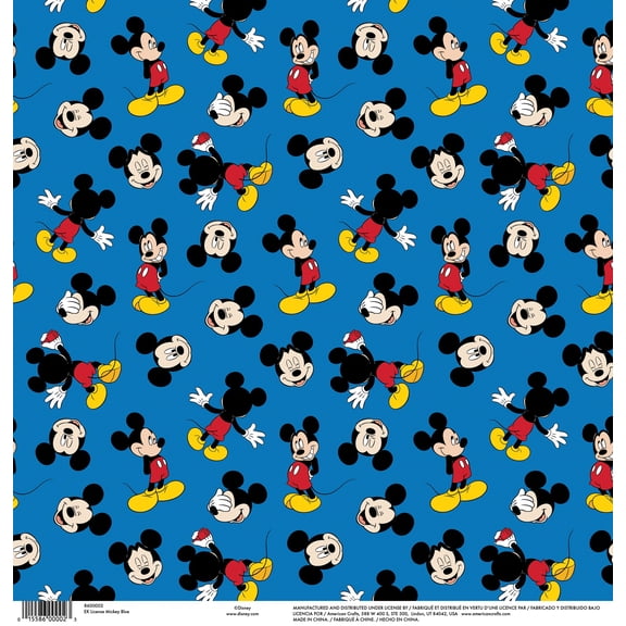 EK Disney Single-Sided Cardstock 12"X12"-Mickey Blue