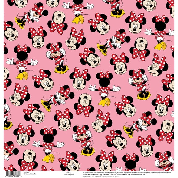 EK Disney Single-Sided Cardstock 12"X12"-Minnie Pink