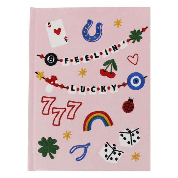 Ecokind Lucky Thoughts Hardcover Cloth Journal, 152 Sheets, 6" x 8", Embroidered Design