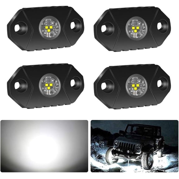 EK ENNOKING White LED Rock Lights 4 Pods  Waterproof Underbody Glow Trail Rig Lamp LED Neon Lights for Truck Jeep Truck Car Boat ATV SUV Motorcycle