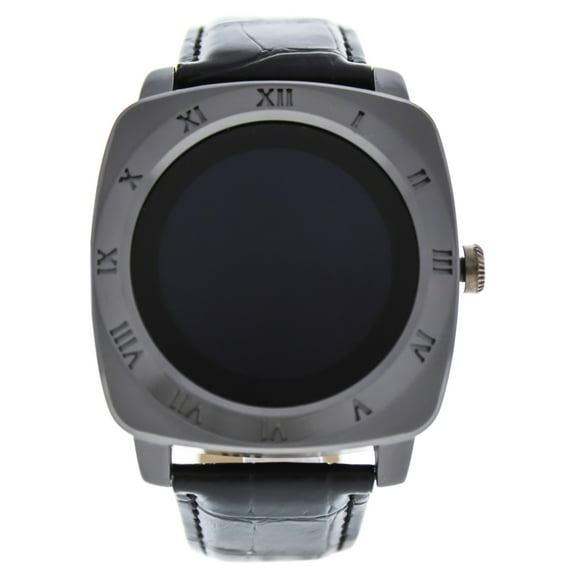 EK-F3 Montre Connectee Black Leather Strap Smart Watch for Unisex - 1 Pc Watch