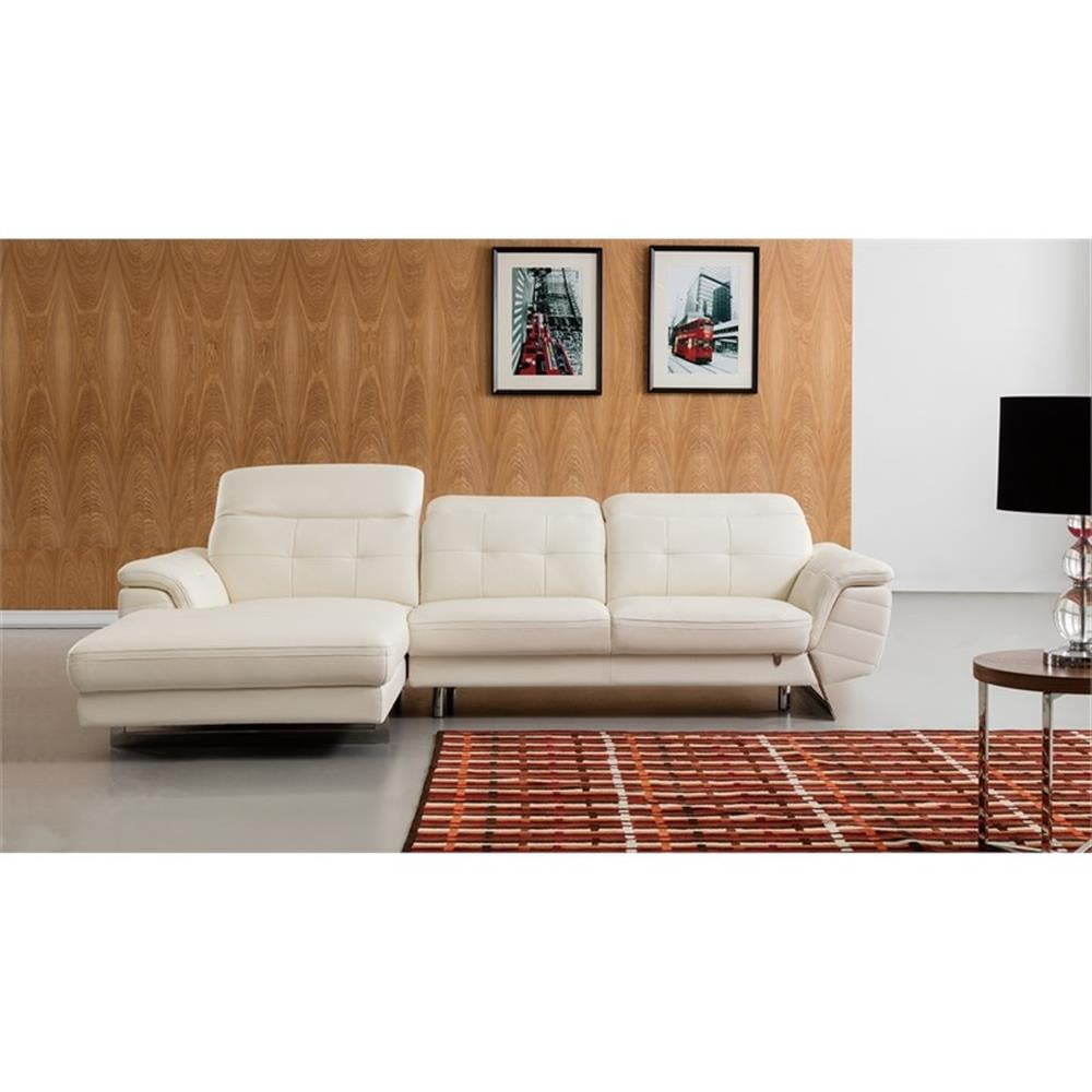 EK-L085 White Color With Italian Leather Sectional Left Facing