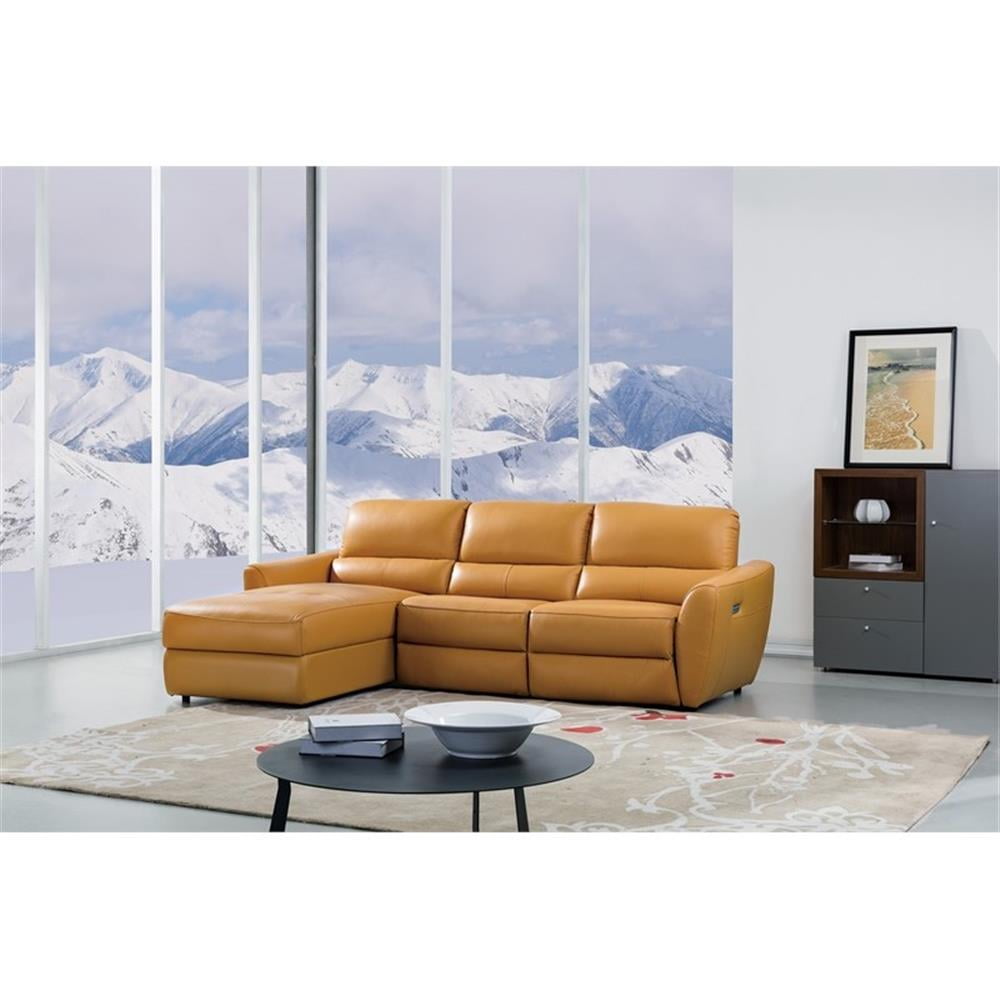 Yellow leather sectional couch discount