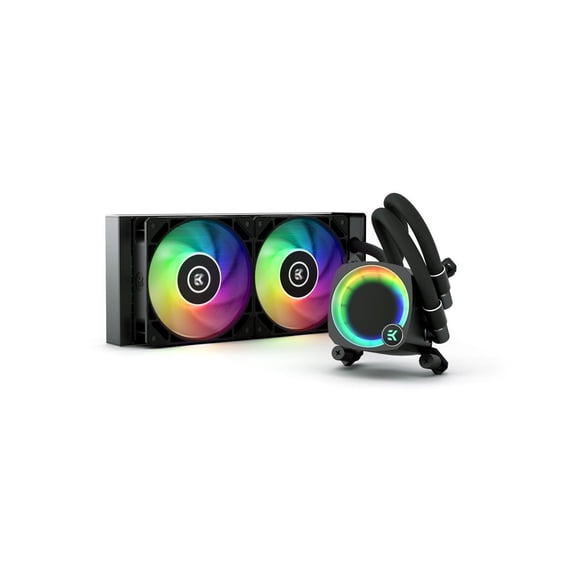 EK Nucleus AIO CR240 Lux D-RGB 240mm AIO Liquid CPU Cooler with EK FPT 120mm Fans - Compatible with latest Intel and AMD CPU sockets - LGA 1700 and AM5