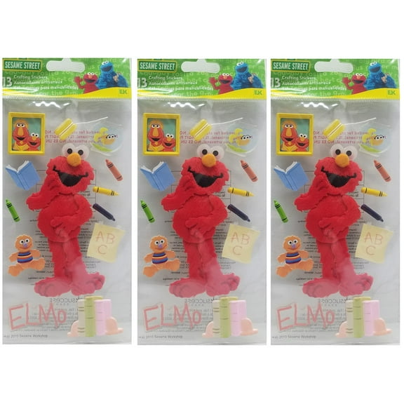 EK Sesame Street 3D Sticker Large Elmo Artist (Pack of 3)