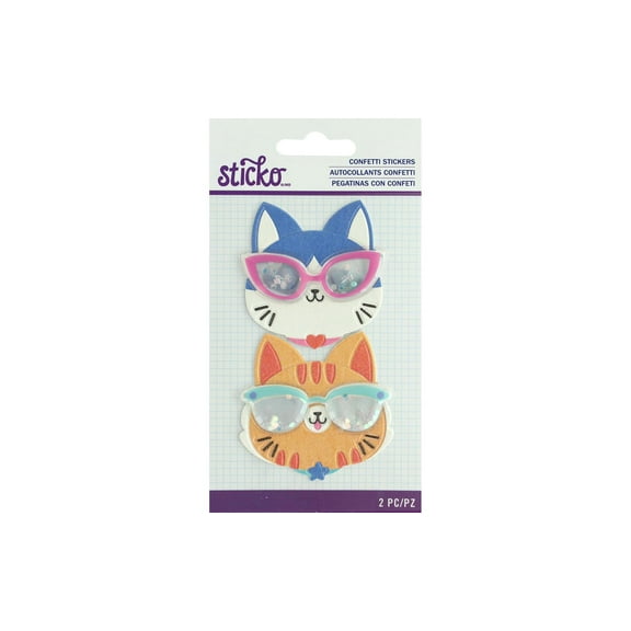 EK Sticko Sticker Confetti Cat Glasses