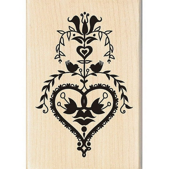 EK Success Brands 60-00888 Inkadinkado Wood Stamp, Folk Art Heart