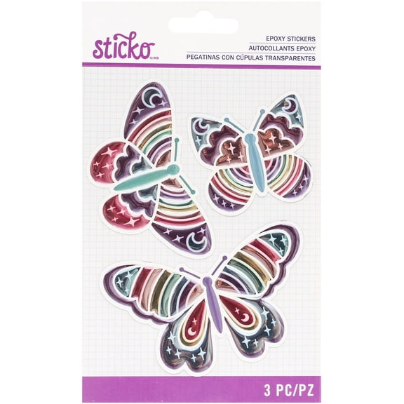 Sticko Raised Channel Epoxy Stickers-Butterfly Rainbow
