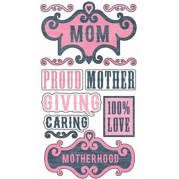 EK Success Epoxy Word Stickers - Mom