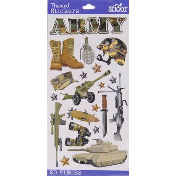 EK Success Sticko Classic Army Sticker, 20 Piece