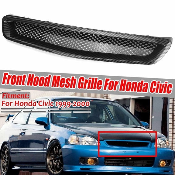 EK T-R Style Front Bumper Hood Mesh Grill Grille for   EK  DX EX  LX  1999-2000 Carbon Fiber Look