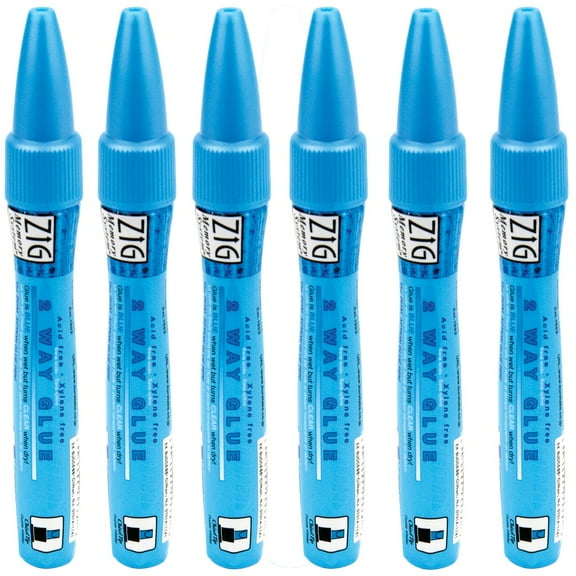 EK/Zig 2-Way Glue Pen Carded-Chisel Tip, Multipack Of 6