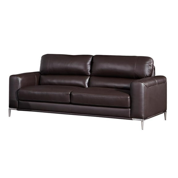 EK016 Dark Chocolate (Brown) Color With Italian Leather Sofa