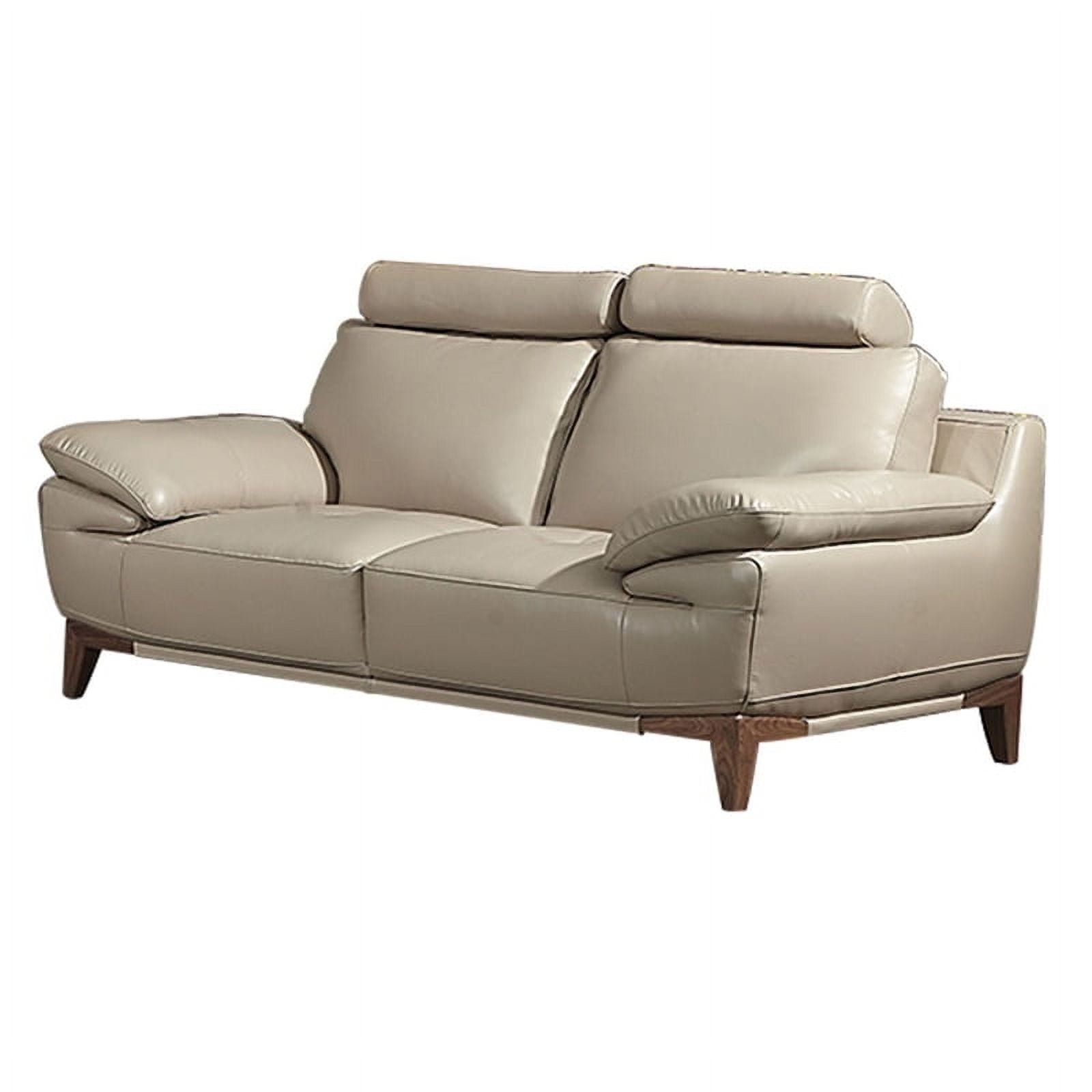Tan Italian Leather Tufted Loveseat with Pillow-top Arms
