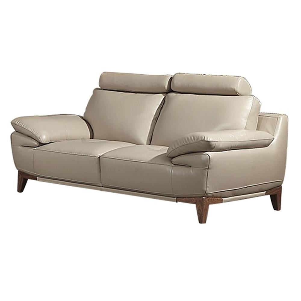 Tan Italian Leather Tufted Loveseat with Pillow-top Arms