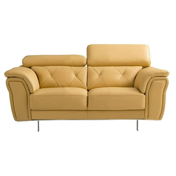 EK068 Yellow Color With Italian Leather Loveseat