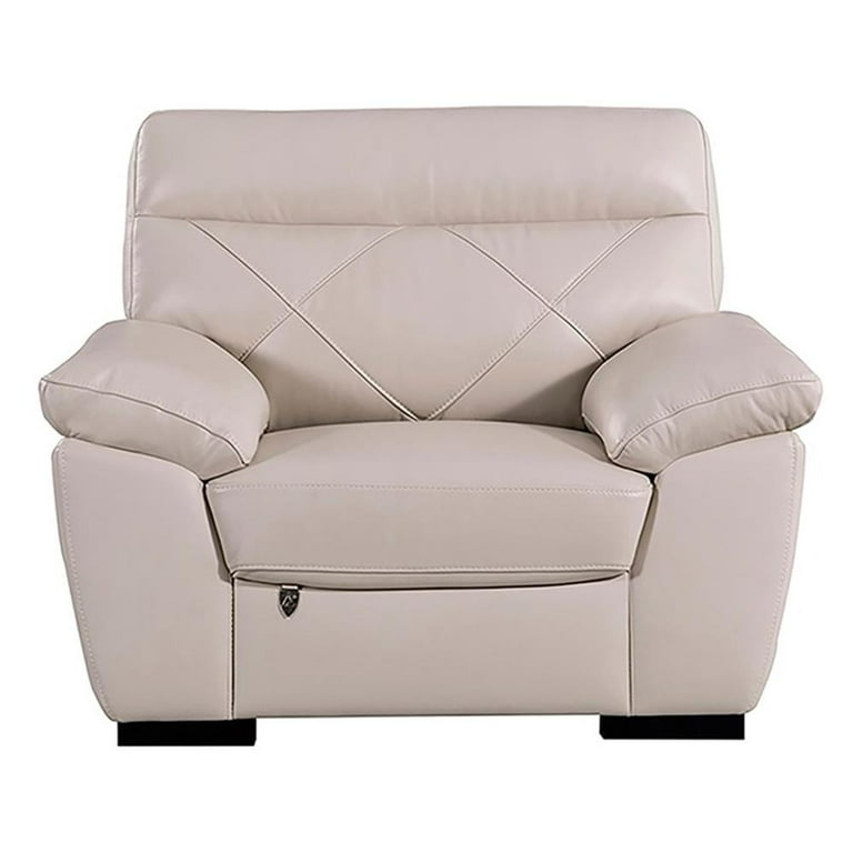 EK081 Light Gray Color with Italian Leather Chair and Wooden Legs
