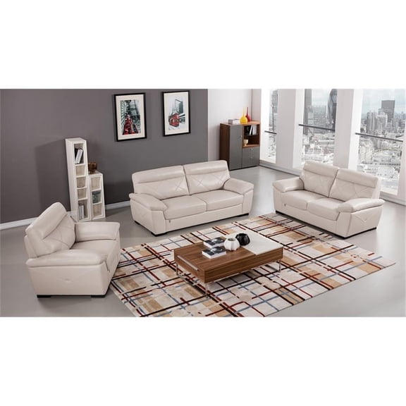 EK081 Light Gray Color With Italian Leather Loveseat