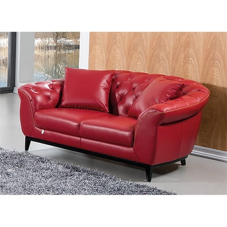 EK093 Red Color With Italian Full Leather Loveseat