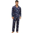 thumbnail image 1 of EK4YDNDS Mens Pajama Set, Soft Flannel PJS for Men Comfy Warm Printed Sleepwear（SPACESHIP-NAVY, L）, 1 of 5
