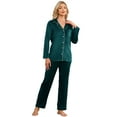 thumbnail image 1 of EK4YDNDS Womens Flannel Pajama Set, Long Button Down Lightweight Pjs Set with Pockets,(Dark Green,XL), 1 of 4