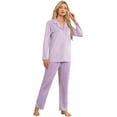 thumbnail image 1 of EK4YDNDS Womens Flannel Pajama Set, Long Button Down Lightweight Pjs Set with Pockets,(Orchid,M), 1 of 4