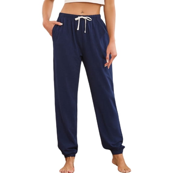 EK4YDNDS Womens Pajama Pants, Soft Lightweight Lounge PJ Bottoms with Pockets,(Navy,2XL)